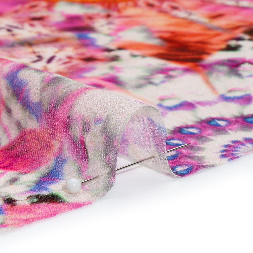 Polyester Chiffon - Pink, Red and Purple Kaleidoscope Tie Dye - Made in Italy Detail