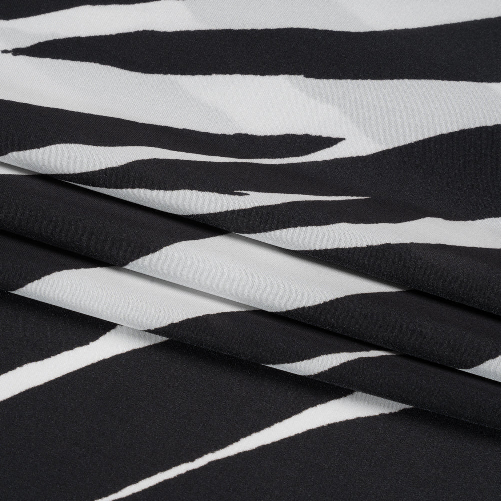 Polyester Charmeuse - Black and White Zebra Stripes - Made in Italy Folded