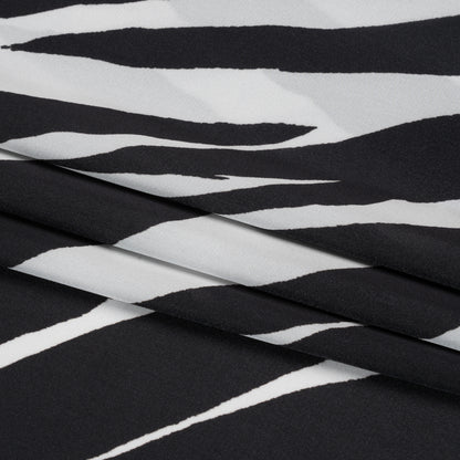 Polyester Charmeuse - Black and White Zebra Stripes - Made in Italy Folded