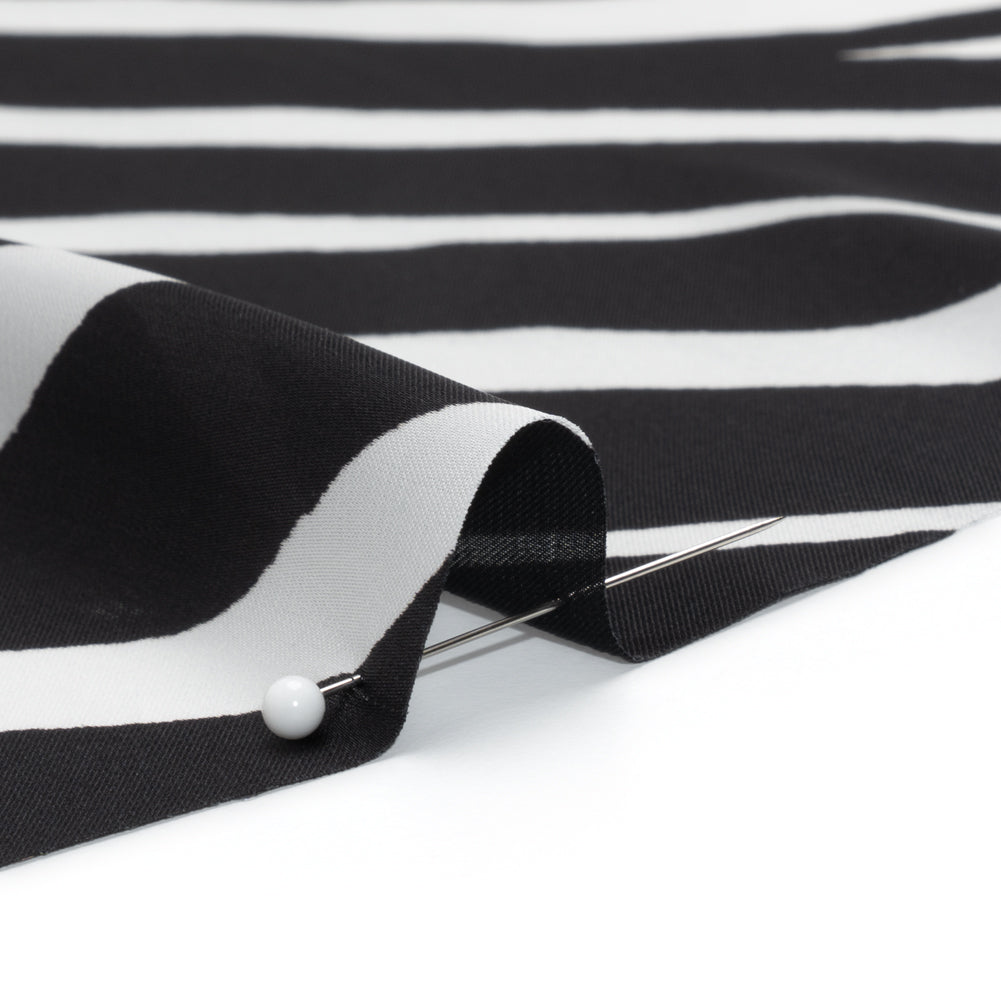 Polyester Charmeuse - Black and White Zebra Stripes - Made in Italy Detail