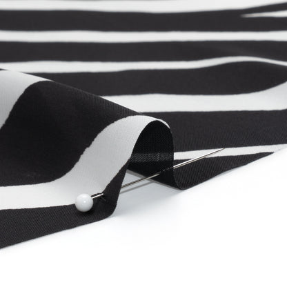 Polyester Charmeuse - Black and White Zebra Stripes - Made in Italy Detail