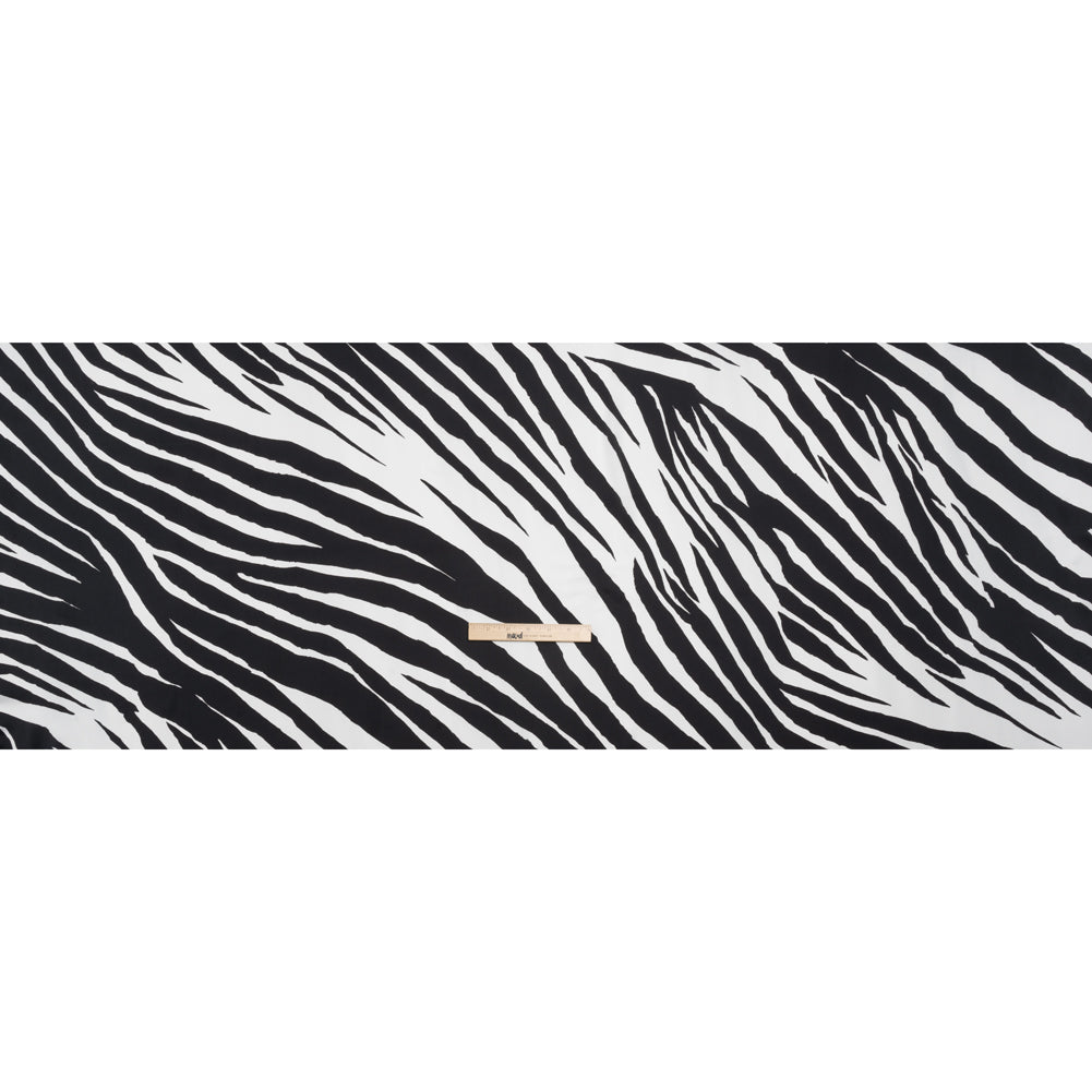 Polyester Charmeuse - Black and White Zebra Stripes - Made in Italy Full
