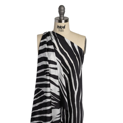 Polyester Charmeuse - Black and White Zebra Stripes - Made in Italy Drape