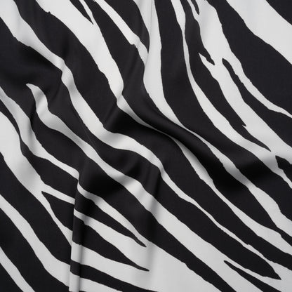 Polyester Charmeuse - Black and White Zebra Stripes - Made in Italy