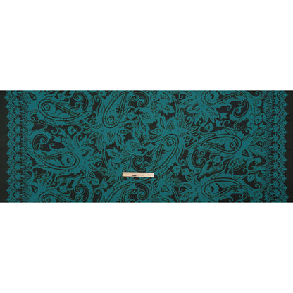 Polyester Charmeuse - Dark Green and Teal Paisley - Made in Italy Full