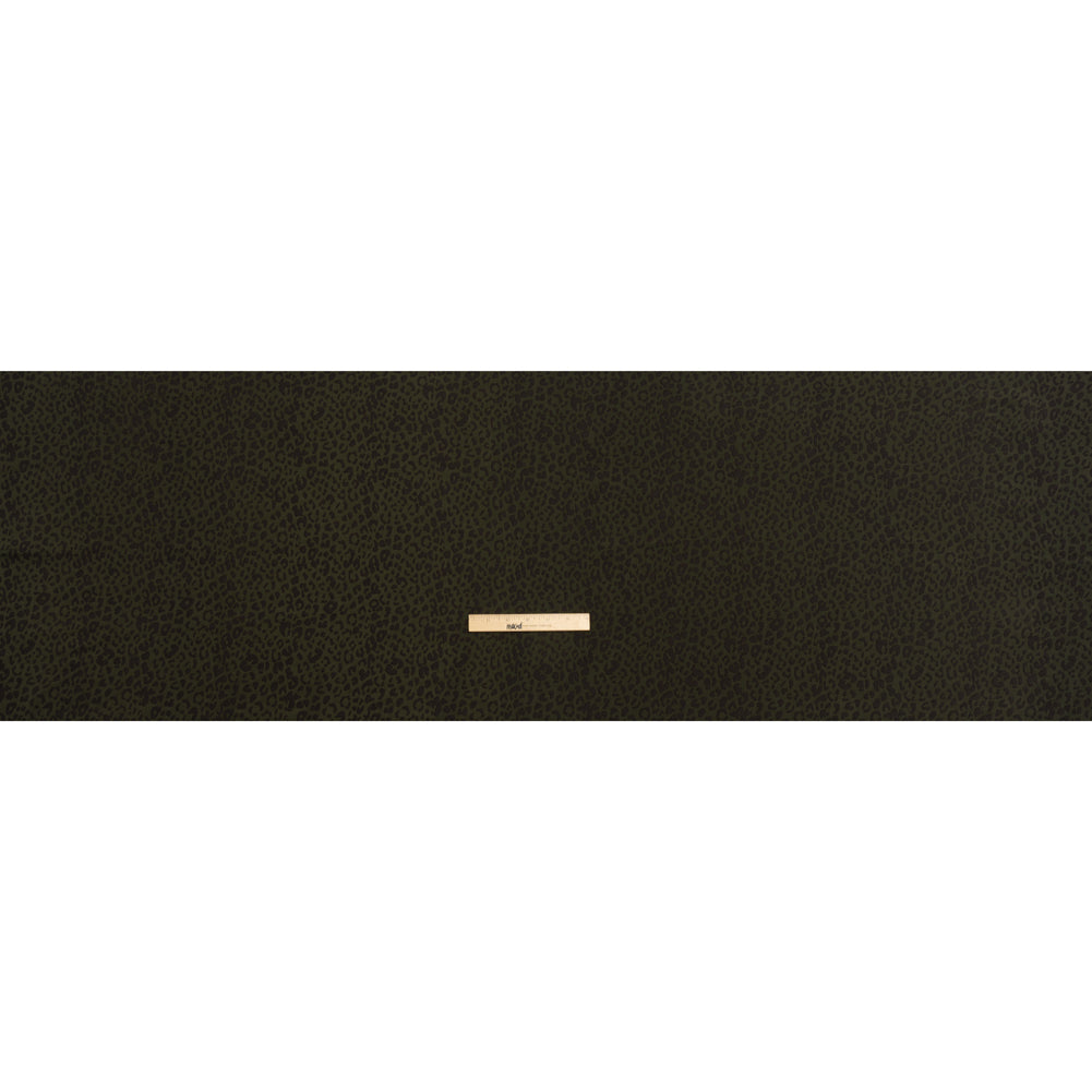 Rayon Shirting - Dark Olive and Black Leopard Spots - Made in Italy Full
