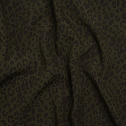 Rayon Shirting - Dark Olive and Black Leopard Spots - Made in Italy