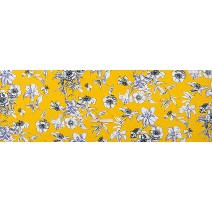 Polyester Satin-Backed Crepe - Yellow, Navy and Black Floral Sketches - Made in Italy Full