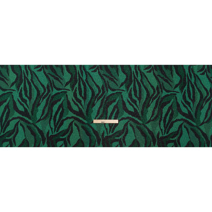 Geometric Crinkled Polyester Jacquard - Green and Black Animal Stripes - Made in Italy Full
