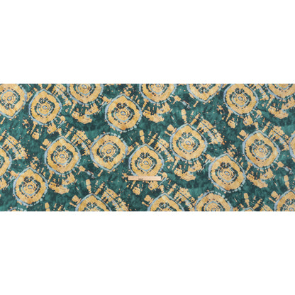 Medium Weight LInen Woven - Dark Green and Golden Beige Tie Dye - Made in Italy Full