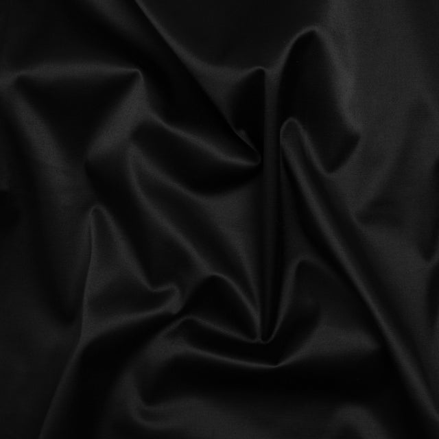 Stretch Polyester and Cotton Sateen - Black