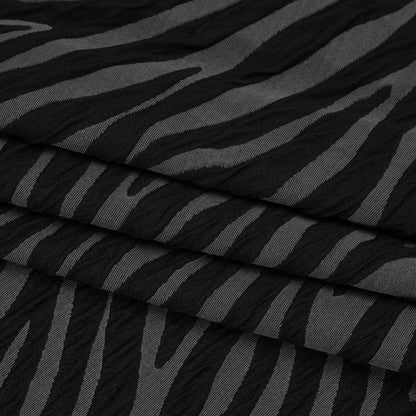 Stretch Knit Jacquard by Mara Hoffman - Gray and Black Tiger Stripes - Designer Deadstock