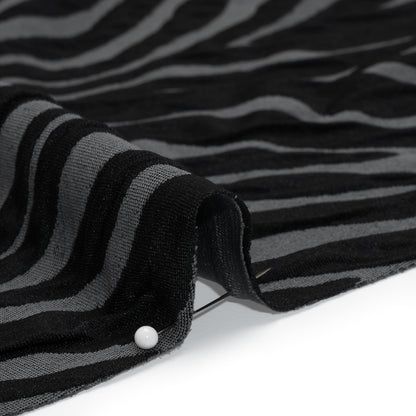 Stretch Knit Jacquard by Mara Hoffman - Gray and Black Tiger Stripes - Designer Deadstock