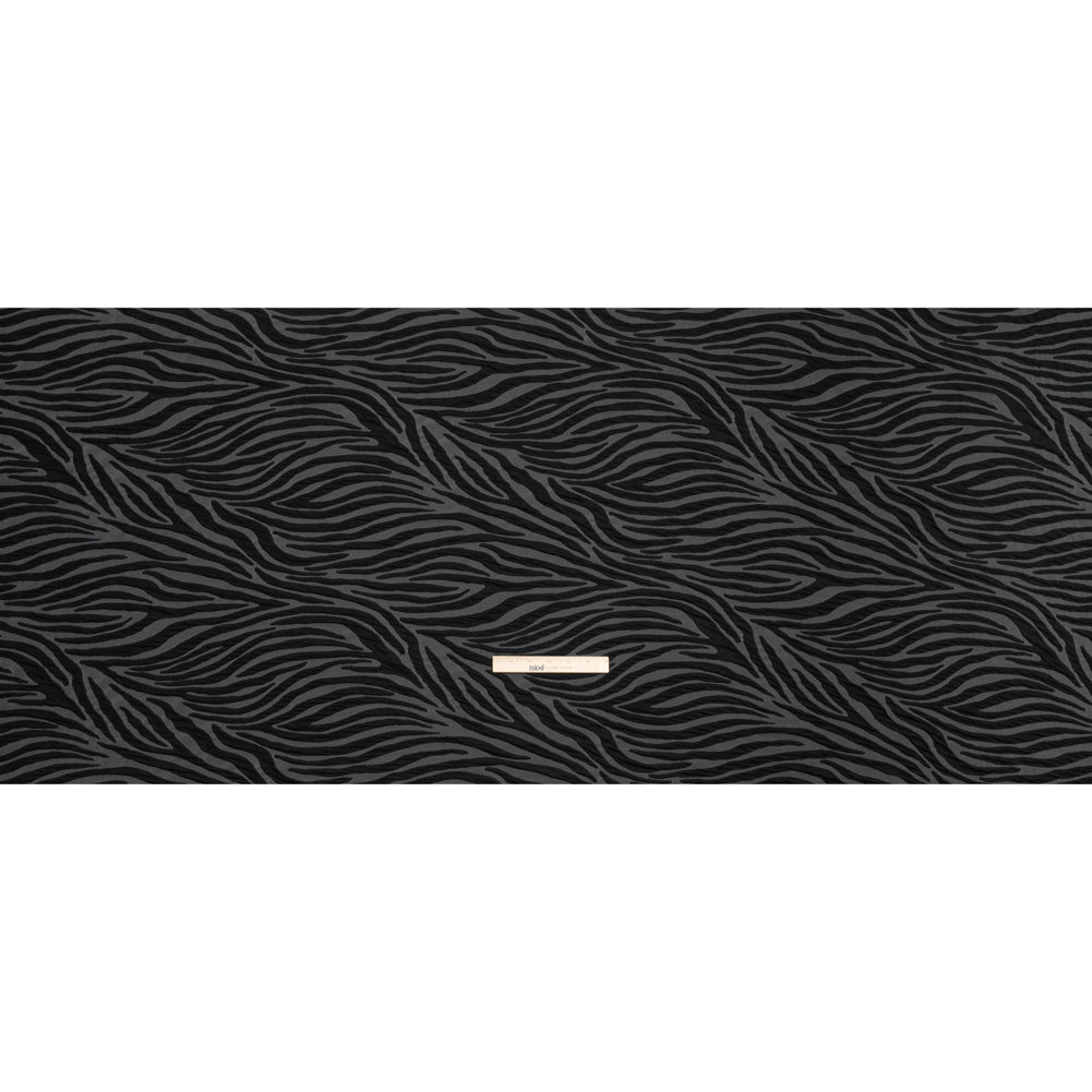 Stretch Knit Jacquard by Mara Hoffman - Gray and Black Tiger Stripes - Designer Deadstock - Full