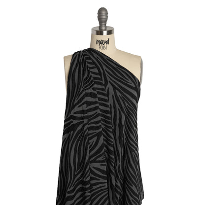 Stretch Knit Jacquard by Mara Hoffman - Gray and Black Tiger Stripes - Designer Deadstock