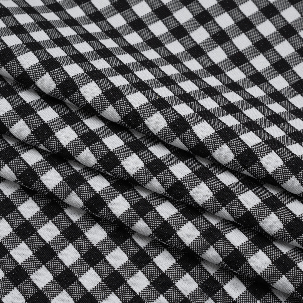 Stretch Knit Jacquard by Mara Hoffman - Black and White Gingham Check - Designer Deadstock - Folded