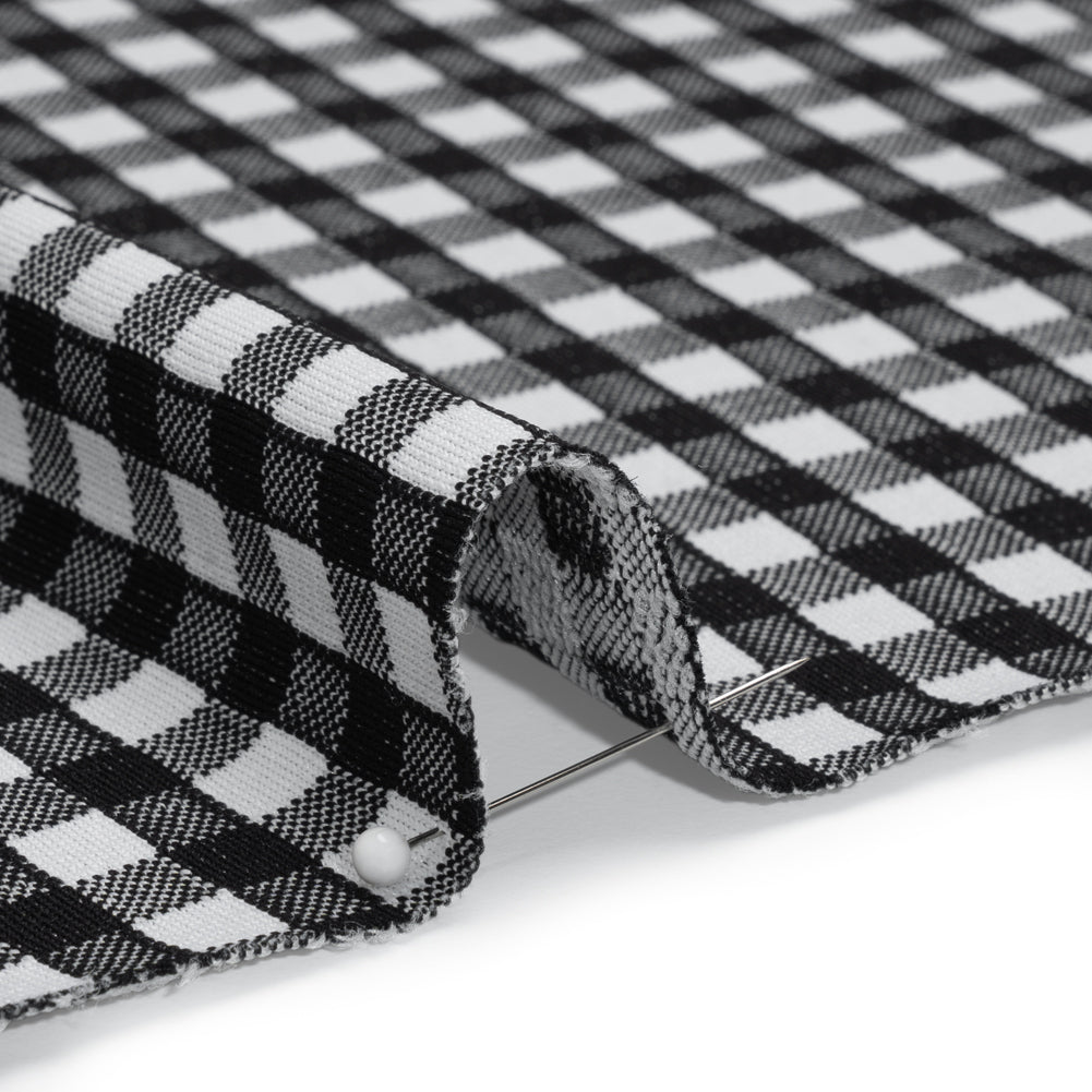 Stretch Knit Jacquard by Mara Hoffman - Black and White Gingham Check - Designer Deadstock - Detail