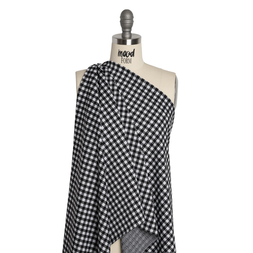 Stretch Knit Jacquard by Mara Hoffman - Black and White Gingham Check - Designer Deadstock - Drape