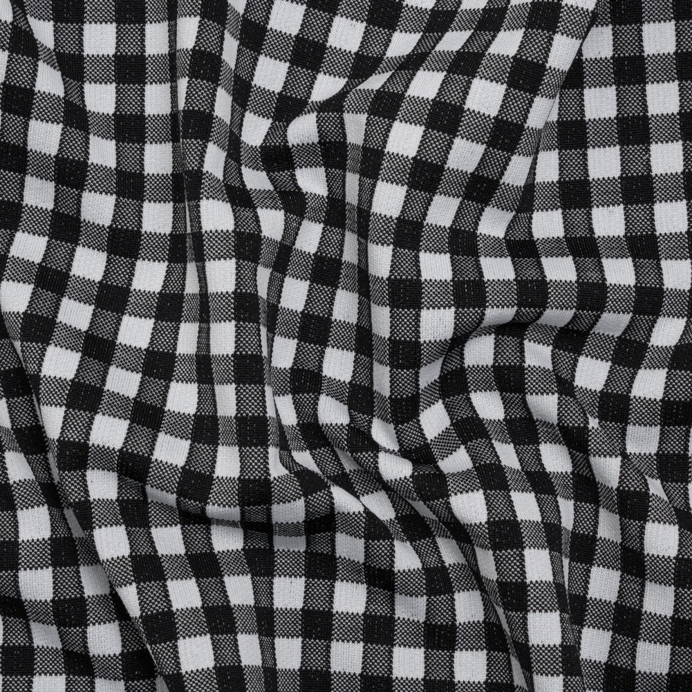 Stretch Knit Jacquard by Mara Hoffman - Black and White Gingham Check - Designer Deadstock