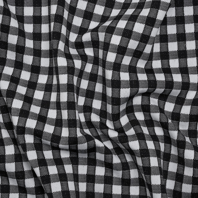 Stretch Knit Jacquard by Mara Hoffman - Black and White Gingham Check - Designer Deadstock