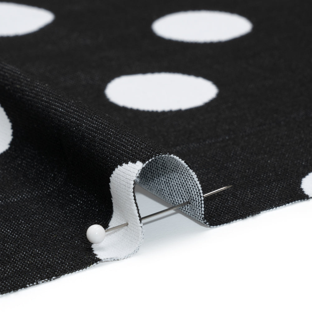 Stretch Knit Jacquard by Mara Hoffman - Black and White Polka Dots - Designer Deadstock - Detail