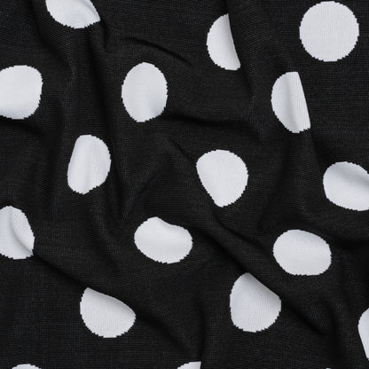 Stretch Knit Jacquard by Mara Hoffman - Black and White Polka Dots - Designer Deadstock