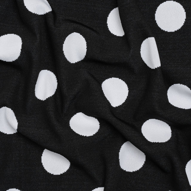 Stretch Knit Jacquard by Mara Hoffman - Black and White Polka Dots - Designer Deadstock