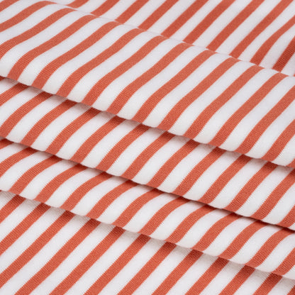 Stretch Jersey with French Terry Stripes by Mara Hoffman - Dusty Coral and White Stripes - Designer Deadstock
