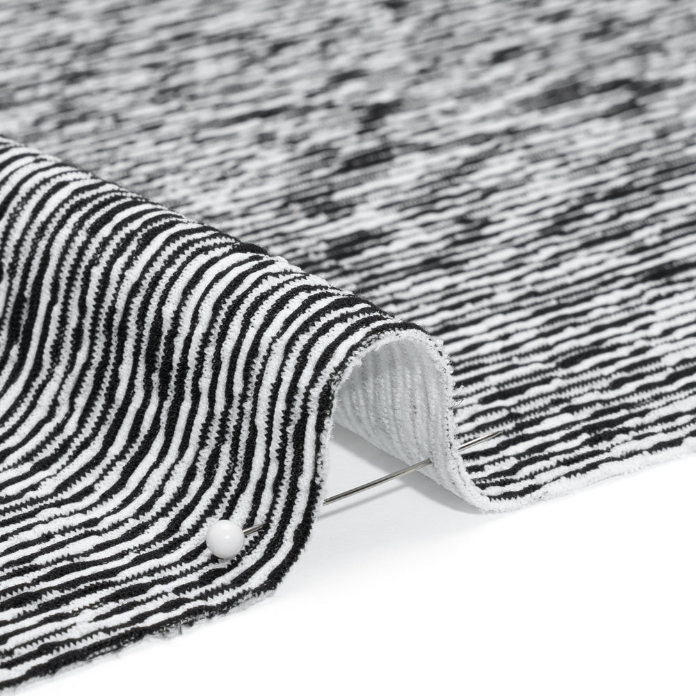 Stretch Knit Jacquard by Mara Hoffman - Black and White Ribbed Candy Stripes - Designer Deadstock - Detail