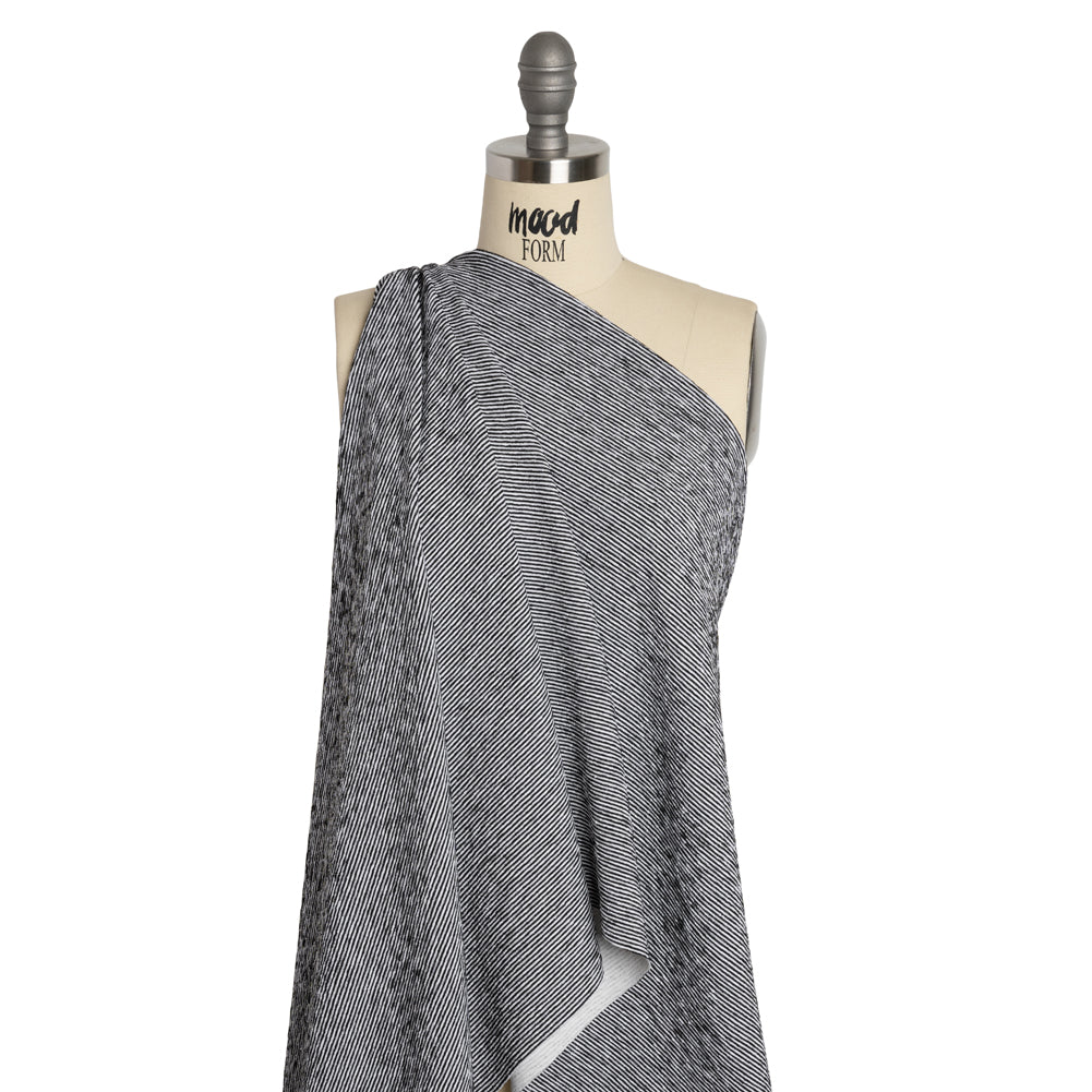 Stretch Knit Jacquard by Mara Hoffman - Black and White Ribbed Candy Stripes - Designer Deadstock - Drape
