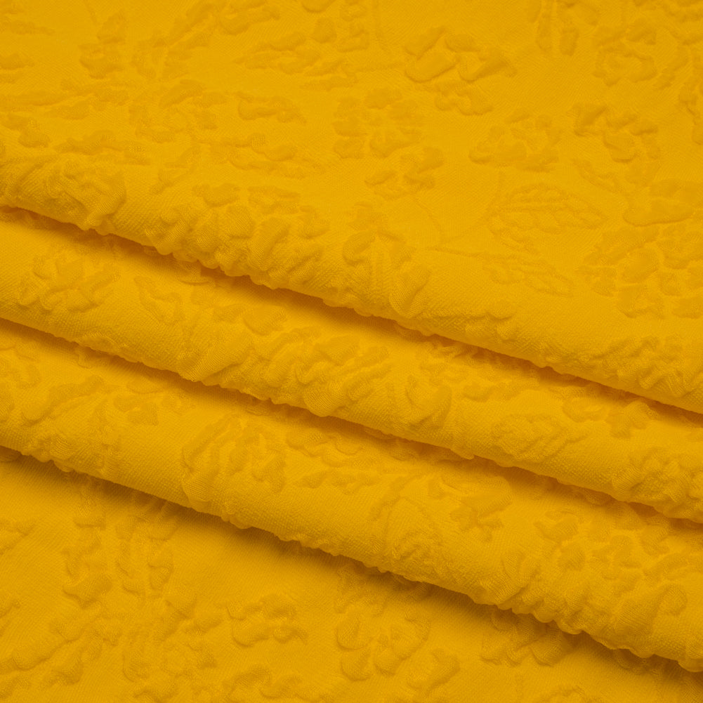 Textured Stretch Knit Jacquard by Mara Hoffman - Yellow Floral - Designer Deadstock