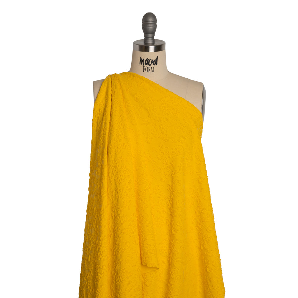 Textured Stretch Knit Jacquard by Mara Hoffman - Yellow Floral - Designer Deadstock