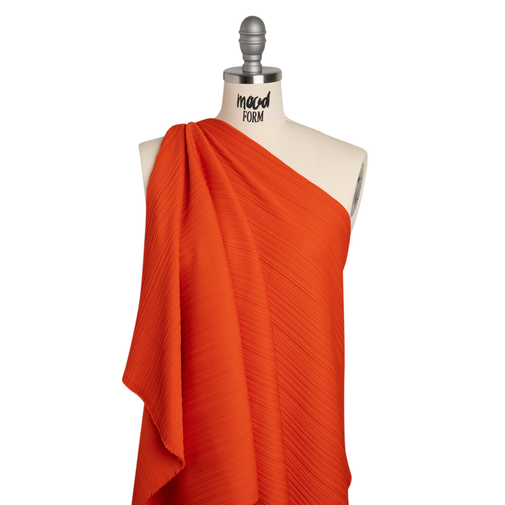 Ribbed Stretch Polyester Double Knit by Mara Hoffman - Blaze Orange - Designer Deadstock