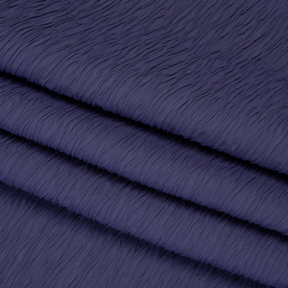 Textured Stretch Polyester Jacquard Knit by Mara Hoffman - Blue Violet Wavy Lines - Designer Deadstock - Folded