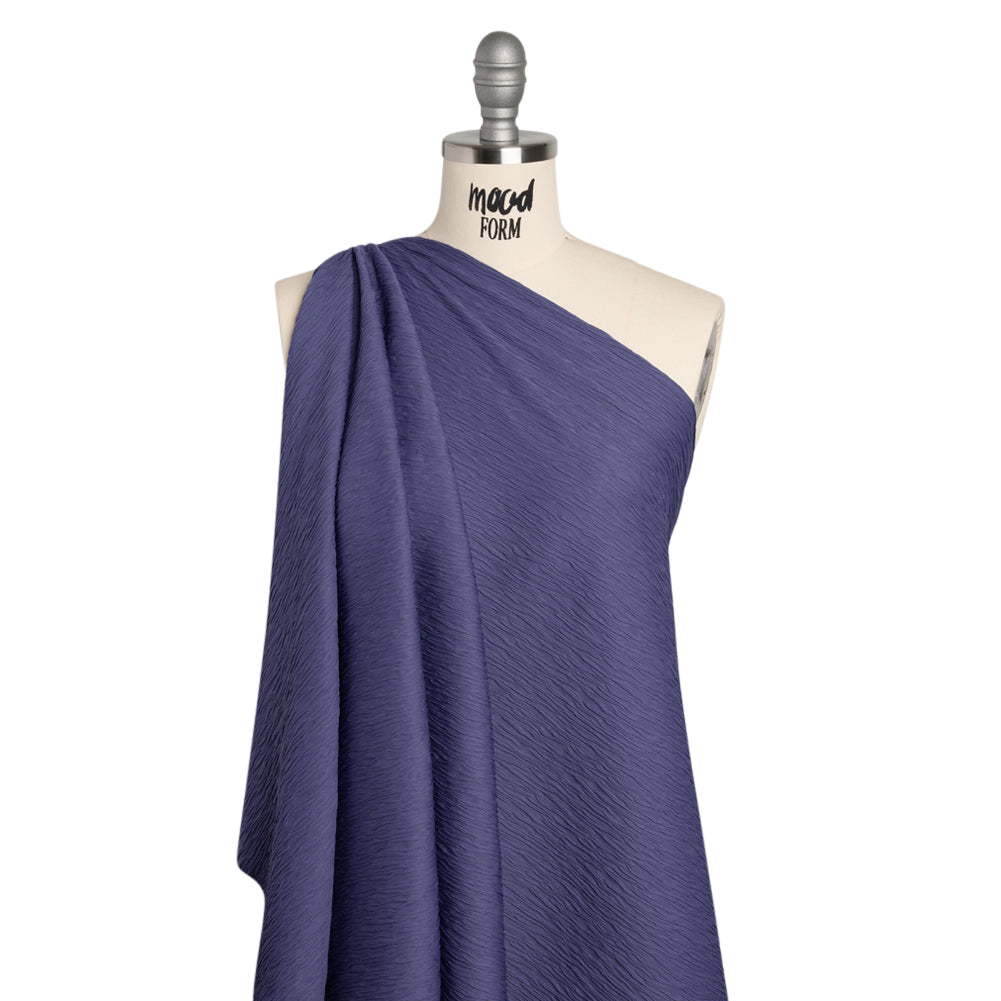 Textured Stretch Polyester Jacquard Knit by Mara Hoffman - Blue Violet Wavy Lines - Designer Deadstock - Drape