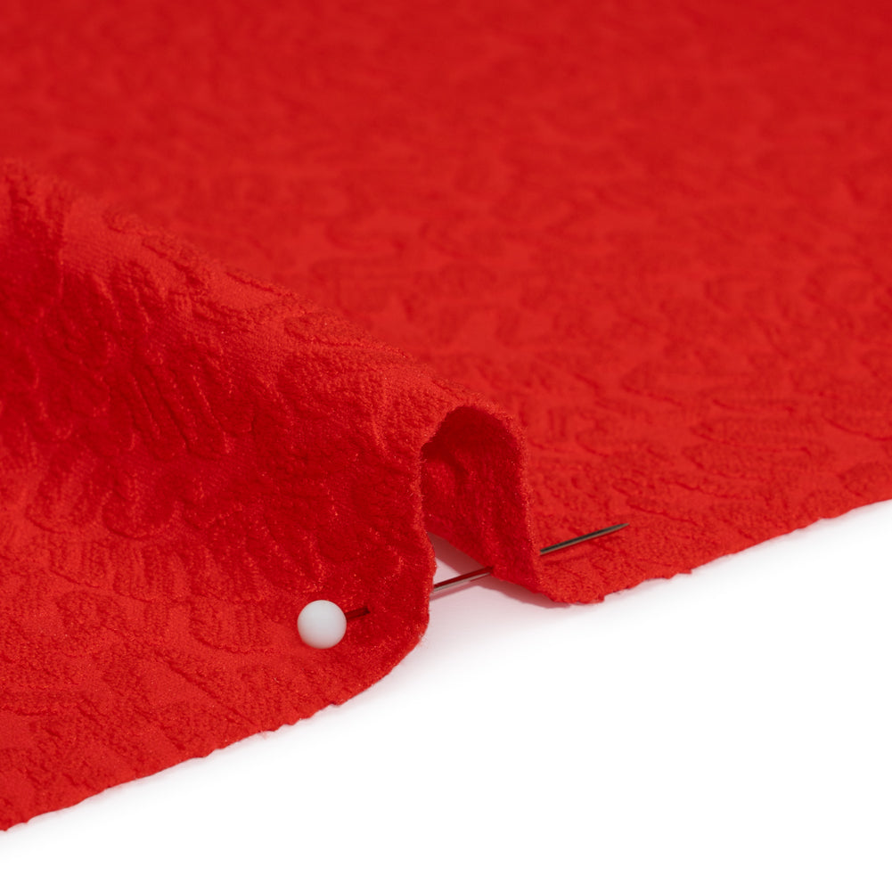 Stretch Polyester Jacquard Knit by Mara Hoffman - Red Orange Squiggles - Designer Deadstock - Detail
