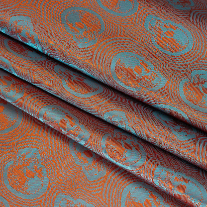 Skulls Jacquard Lining - Aqua and Orange Bi-Color - Thalia Collection