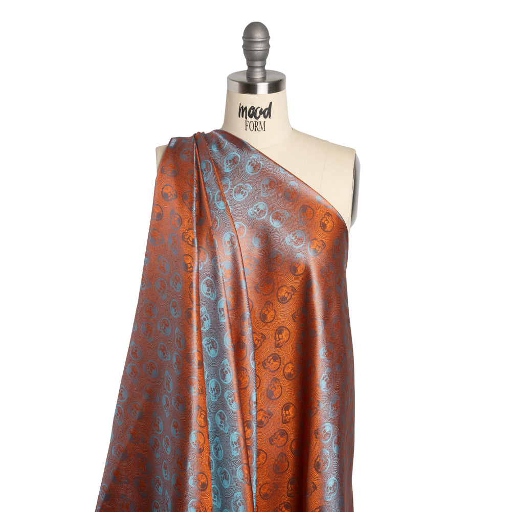 Skulls Jacquard Lining - Aqua and Orange Bi-Color - Thalia Collection