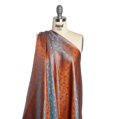 Skulls Jacquard Lining - Aqua and Orange Bi-Color - Thalia Collection