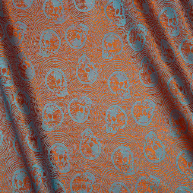 Skulls Jacquard Lining - Aqua and Orange Bi-Color - Thalia Collection