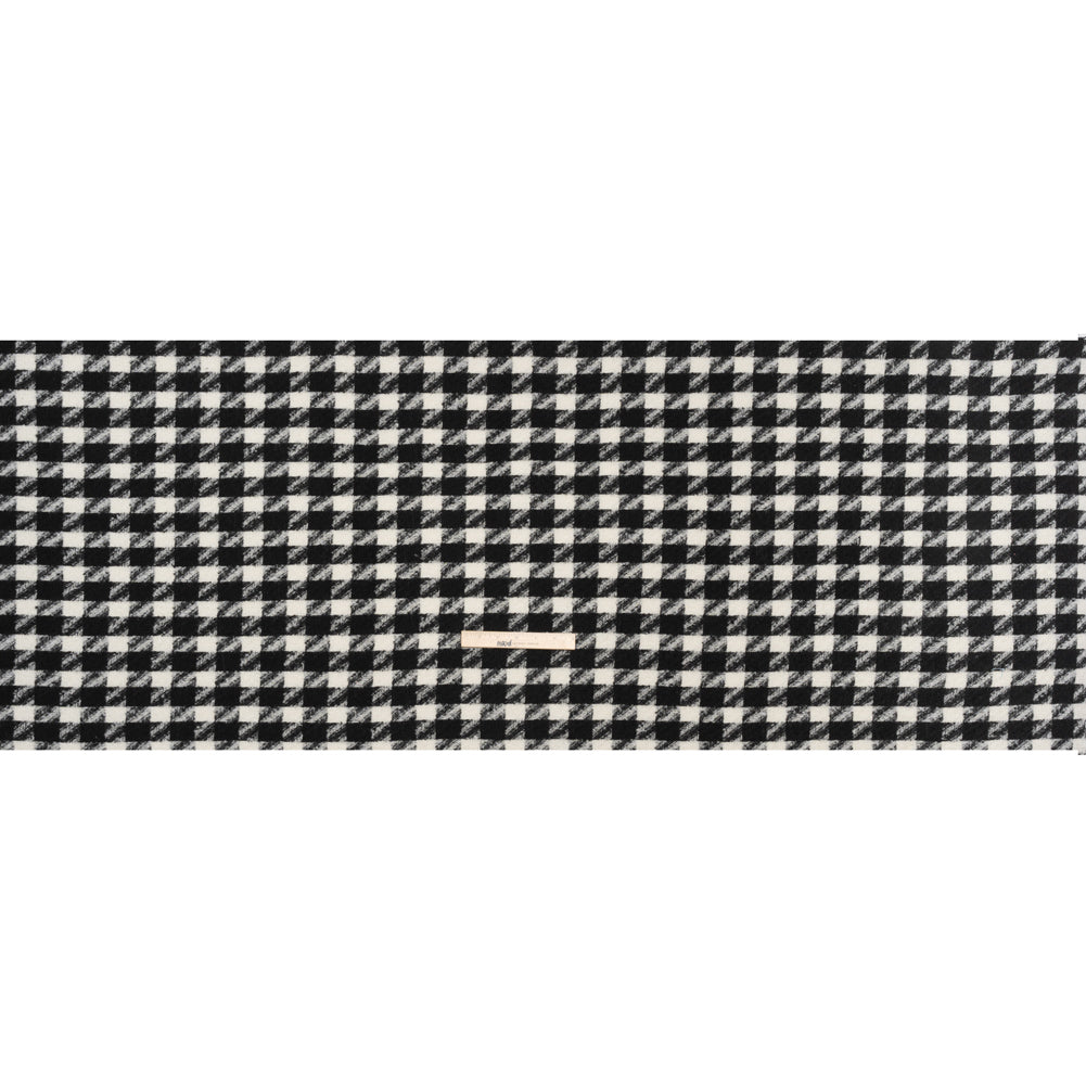 Acrylic Boucle Tweed - Black and Cream Houndstooth - Deadstock