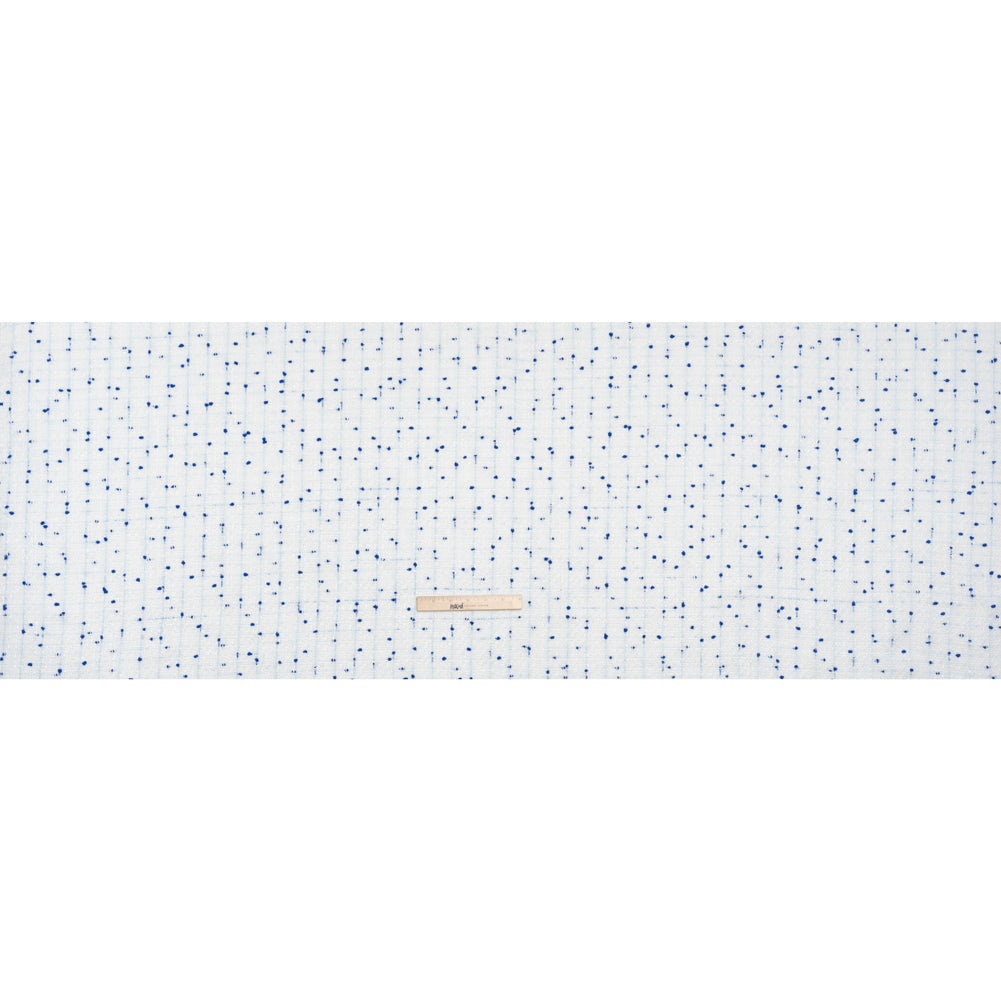Polyester Pom Pom Tweed with Baby Sequins - White and Cobalt Blue - Deadstock - Full