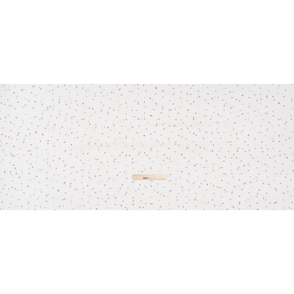 Polyester Pom Pom Tweed with Baby Sequins - White and Lavender Purple - Deadstock