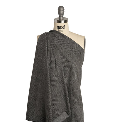 Polyester Interlock Knit - Gray and Black Glen Plaid - Deadstock