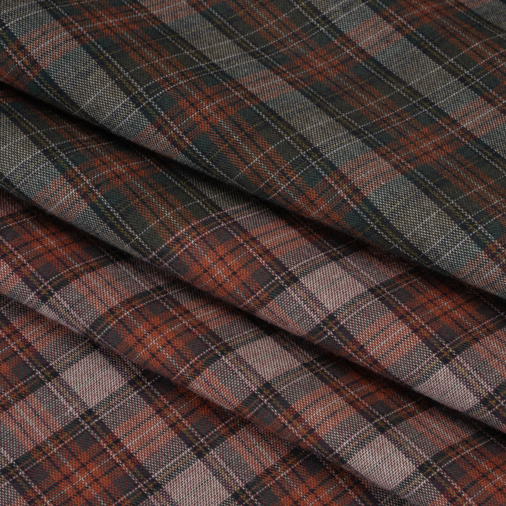 Cotton Shirting Panel - Red and Green Plaid - Deadstock - Folded