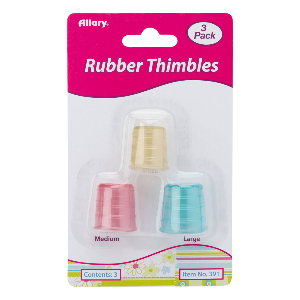 Allary Rubber Thimbles - 3 Count - Assorted Sizes
