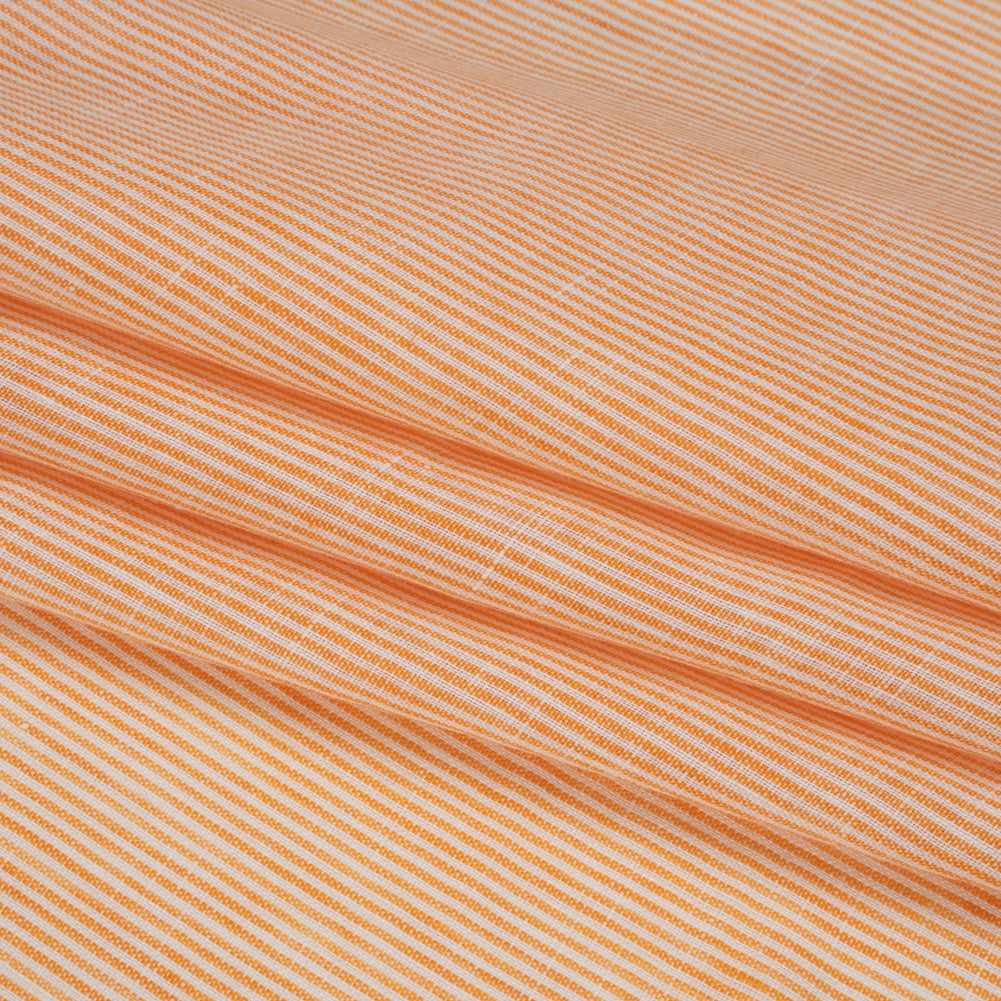 Lightweight Linen Woven - Orange and White Candy Stripes Folded