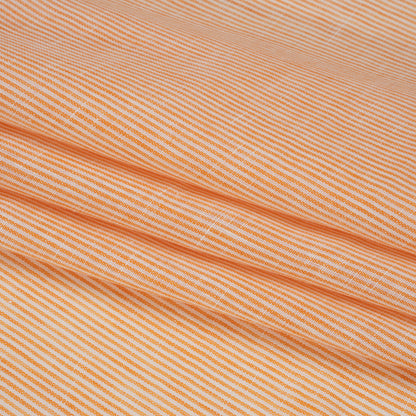 Lightweight Linen Woven - Orange and White Candy Stripes Folded