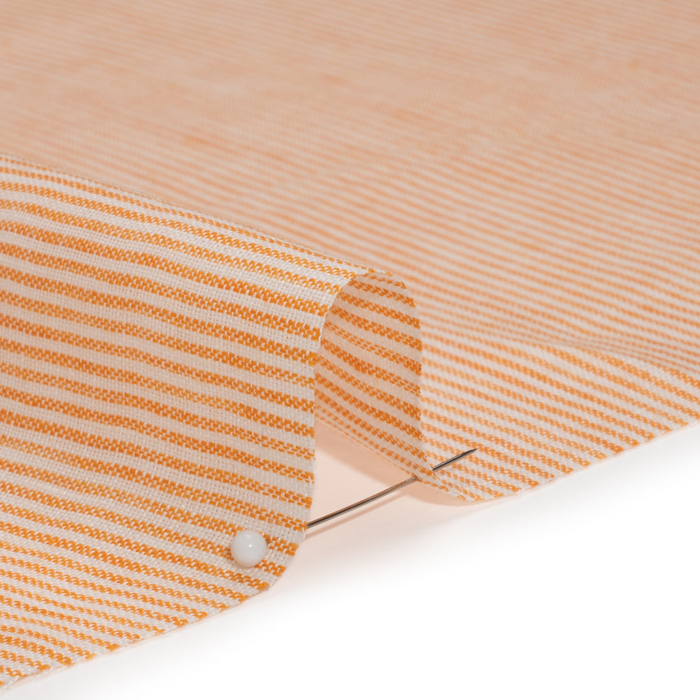 Lightweight Linen Woven - Orange and White Candy Stripes Detail