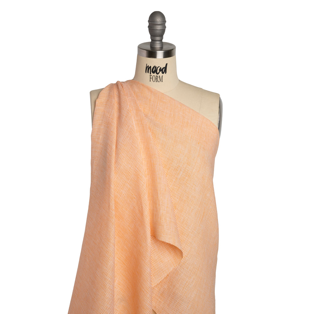 Lightweight Linen Woven - Orange and White Candy Stripes Drape